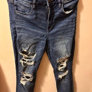 American Eagle Outfitters Ripped Blue Skinny Jeans